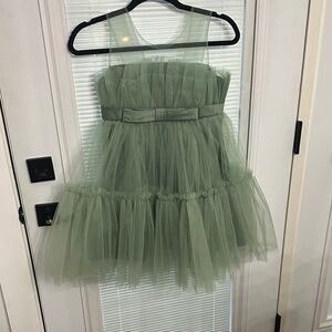 Charming Green Tulle Kids Dress